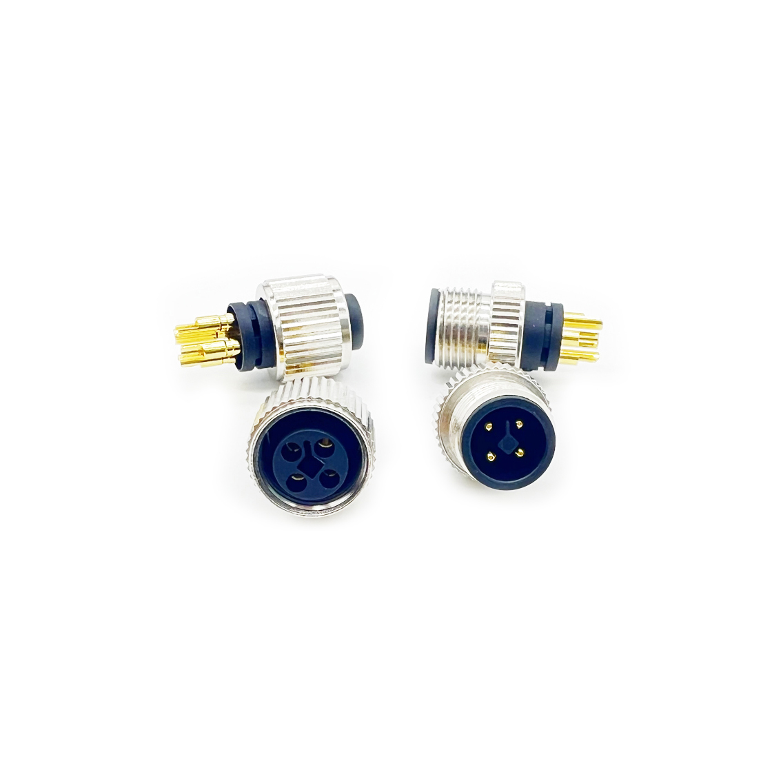 M12防水连接器 T编码 2PIN 线端母头 T-CODE+10.5L网纹螺母