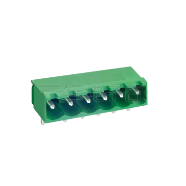 PCB封闭插拔式接线端子6Pin 间距5.08mm 绿色插座 针脚90°