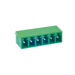 PCB封闭插拔式接线端子 间距3.81mm 绿色插座 针脚180°