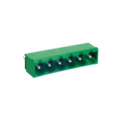 PCB封闭插拔式接线端子 间距5.00mm 绿色插座 针脚180°