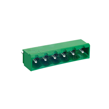 PCB封闭插拔式接线端子6Pin 间距5.00mm 绿色插座 针脚180°