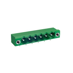 PCB插拔式接线端子 间距5.08mm 绿色插座 针脚90° 带法兰