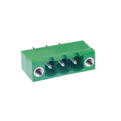 PCB插拔式接线端子 间距5.08mm 绿色插座 针脚180° 带法兰