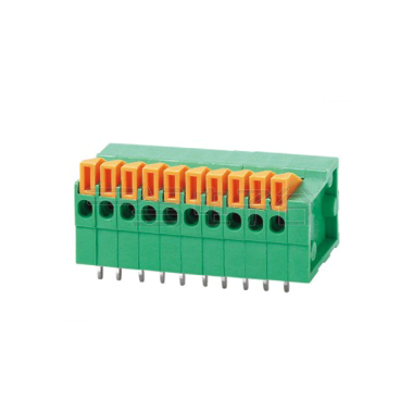 弹片式接线端子 间距2.54mm 弯针 10Pin 绿色