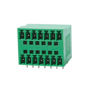 插拔式接线端子 间距3.50mm 双排弯针 插座 2*7Pin 绿色