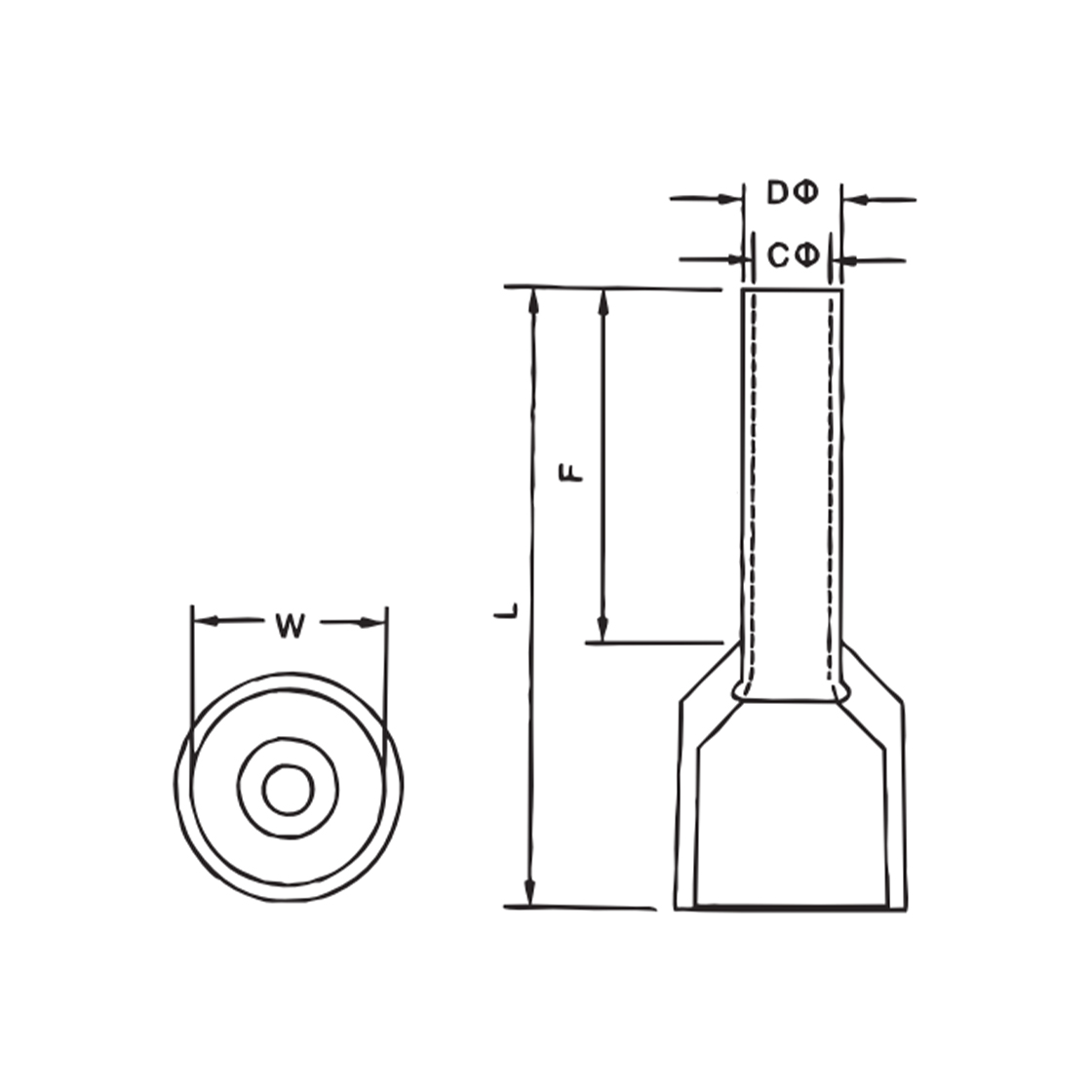 半绝缘尼龙绝缘护套管型端子 EVN4009 紫铜镀锡 压线#12 单粒 灰色