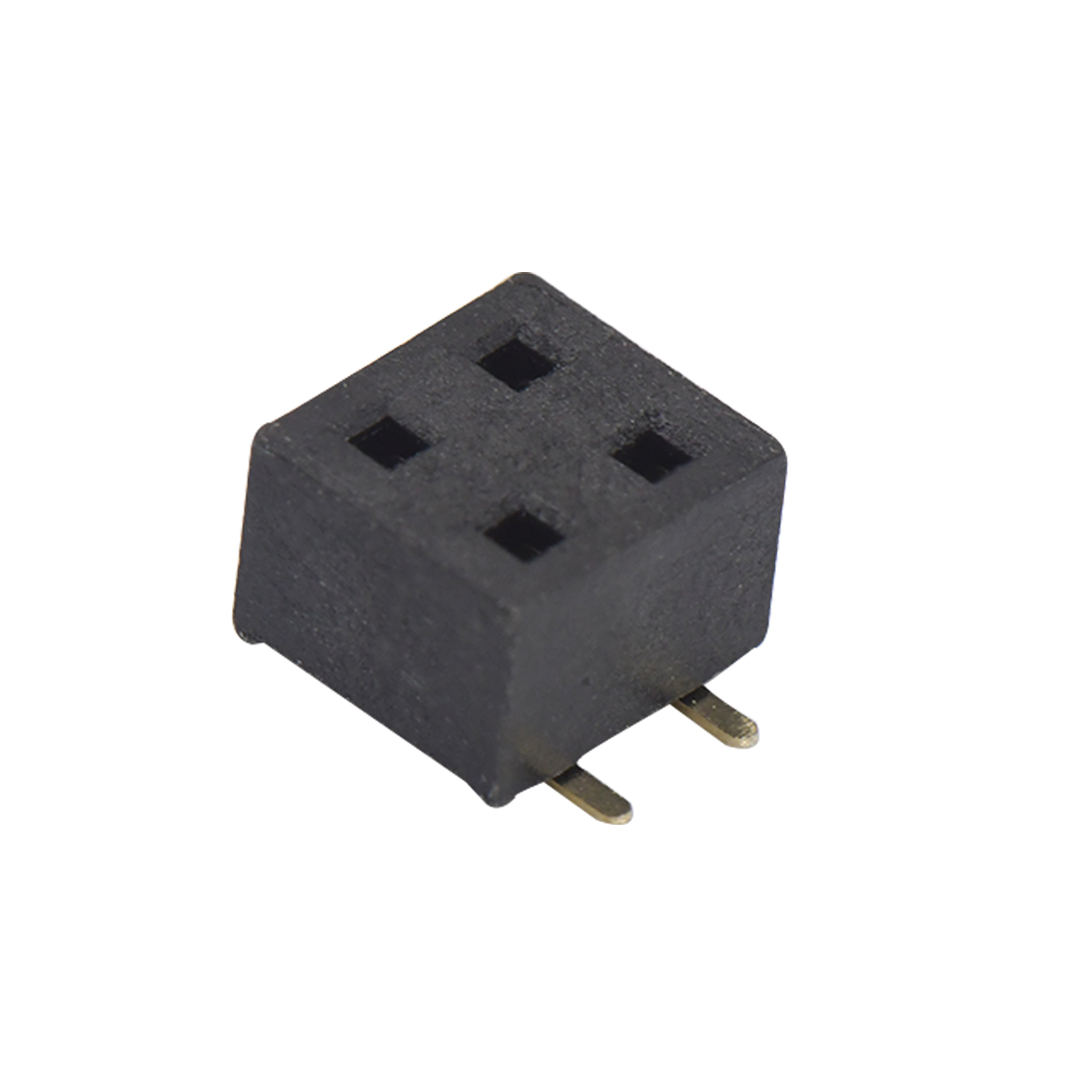 Pitch 1.27mm 180° 双排 SMT+CAP 排母H2.0 W3.0 PC4.5 2X02Pin 黑色 PA6T,94V-0 镀全金G/F