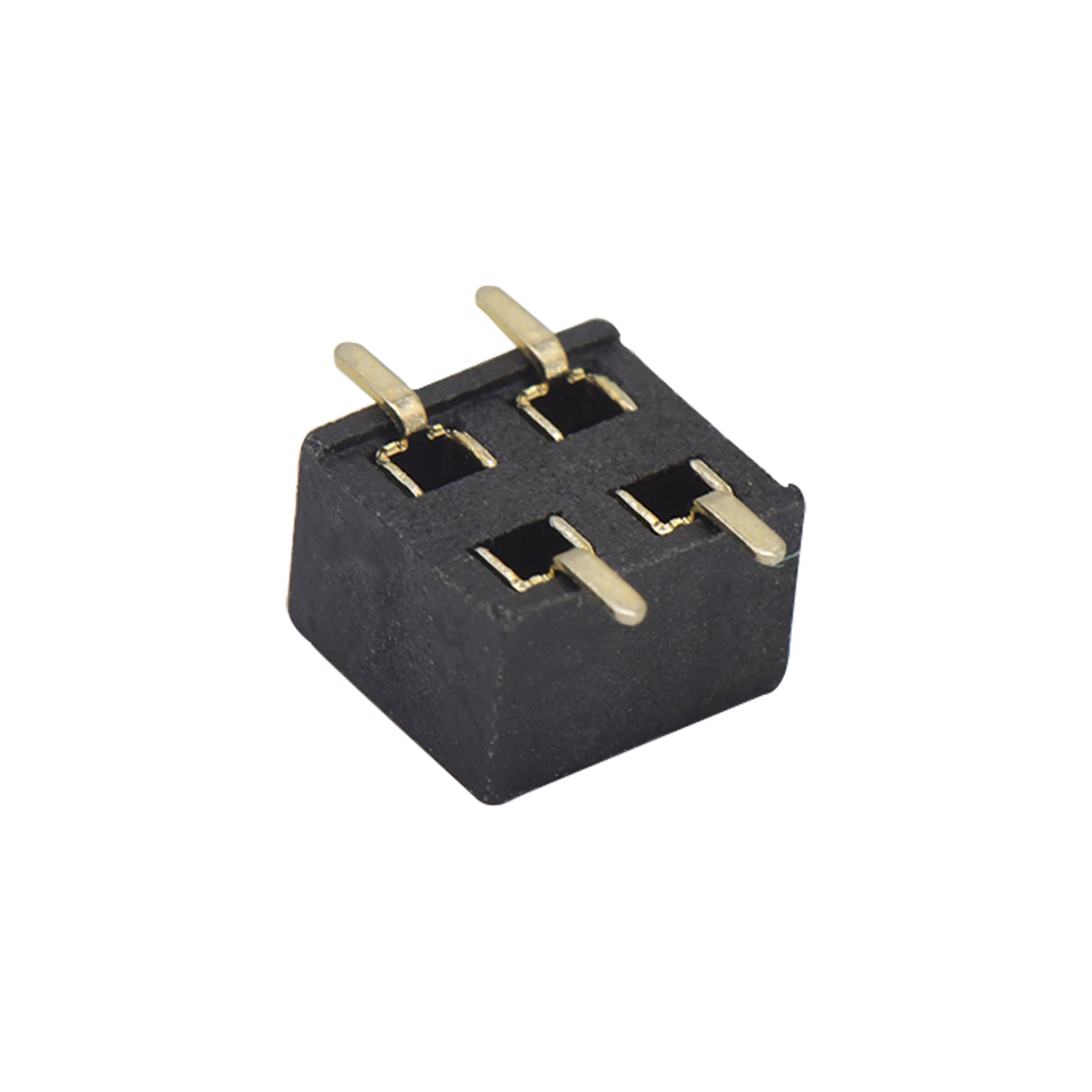 Pitch 1.27mm 180° 双排 SMT+CAP 排母H2.0 W3.0 PC4.5 2X02Pin 黑色 PA6T,94V-0 镀全金G/F