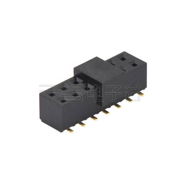 Pitch 2.54mm 180° 双排 SMT+CAP U型排母 塑高5.0 PC 6.5 
 2X07Pin 黑色 PA9T,94V-0 镀全金G/F