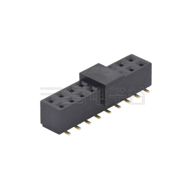 Pitch 2.54mm 180° 双排 SMT+CAP U型排母 塑高5.0 PC 6.5 
 2X09Pin 黑色 PA9T,94V-0 镀全金G/F