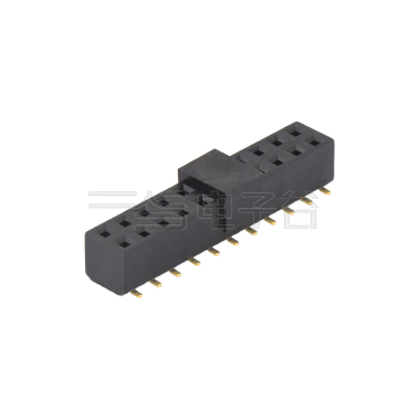 Pitch 2.54mm 180° 双排 SMT+CAP U型排母 塑高5.0 PC 6.5 
 2X11Pin 黑色 PA9T,94V-0 镀全金G/F