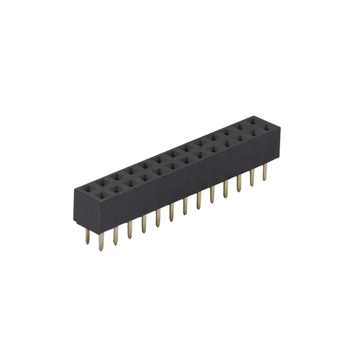 Pitch 2.54mm 180º 双排 DIP U型排母 塑高5.0 W5.0 PC:3.0 2X13Pin 黑色 PA6T,94V-0 镀全金G/F