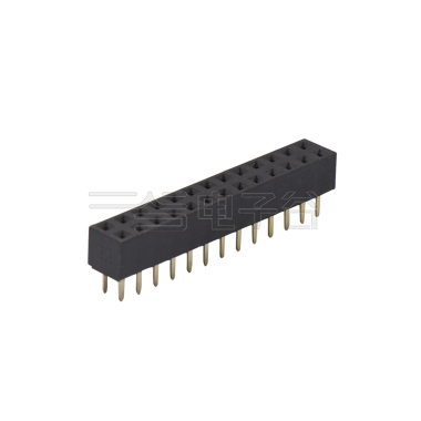 Pitch 2.54mm 180º 双排 DIP U型排母 塑高5.0 W5.0 PC:3.0 2X13Pin 黑色 PA6T,94V-0 镀全金G/F