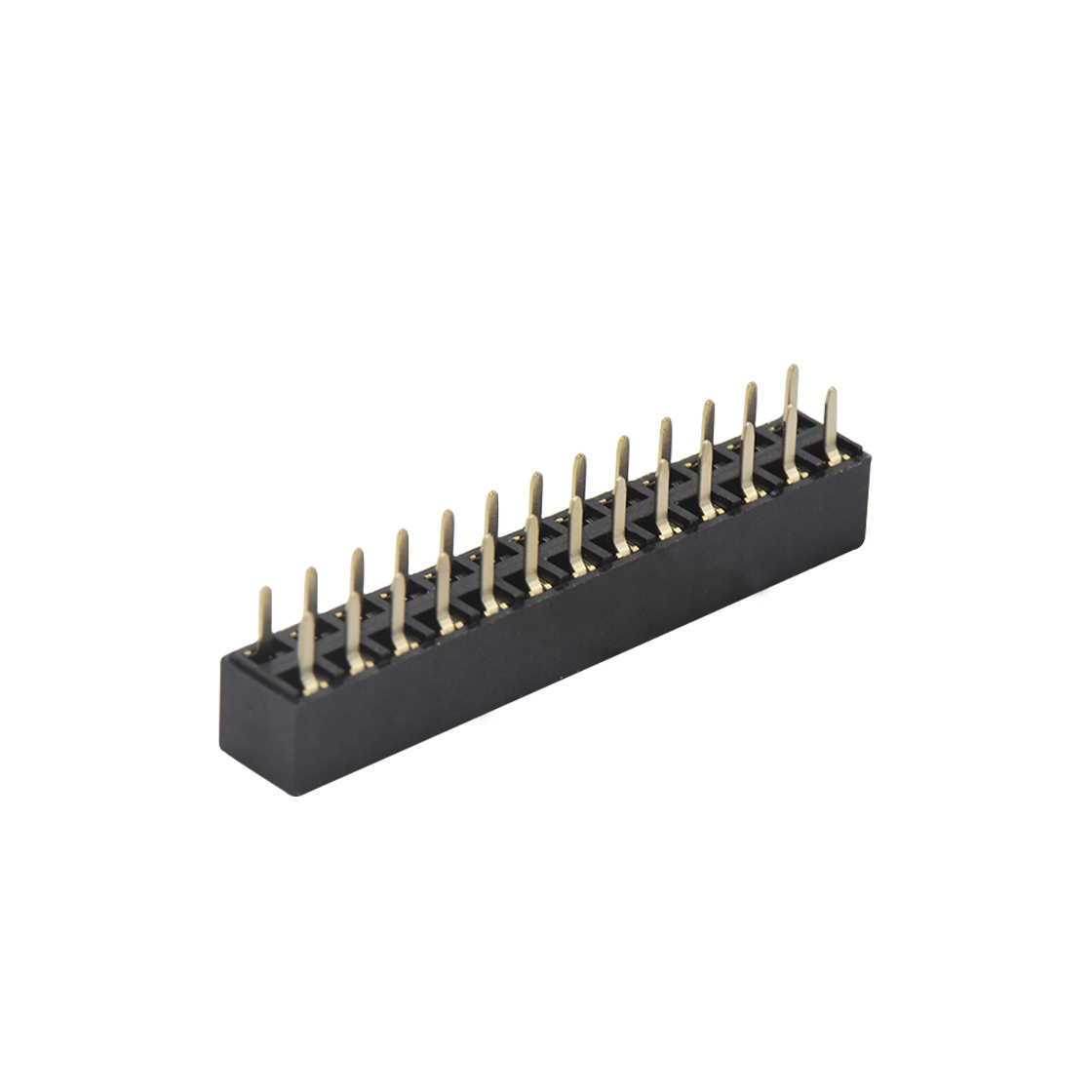 Pitch 2.54mm 180º 双排 DIP U型排母 塑高5.0 W5.0 PC:3.0 2X13Pin 黑色 PA6T,94V-0 镀全金G/F