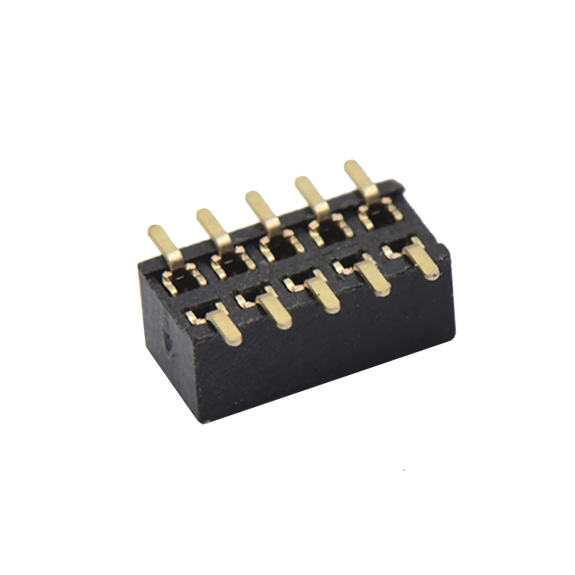 Pitch 1.00mm 180° 双排 SMT+CAP 排母 塑高2.1mm PC3.9 2X05Pin 黑色 镀全金G/F