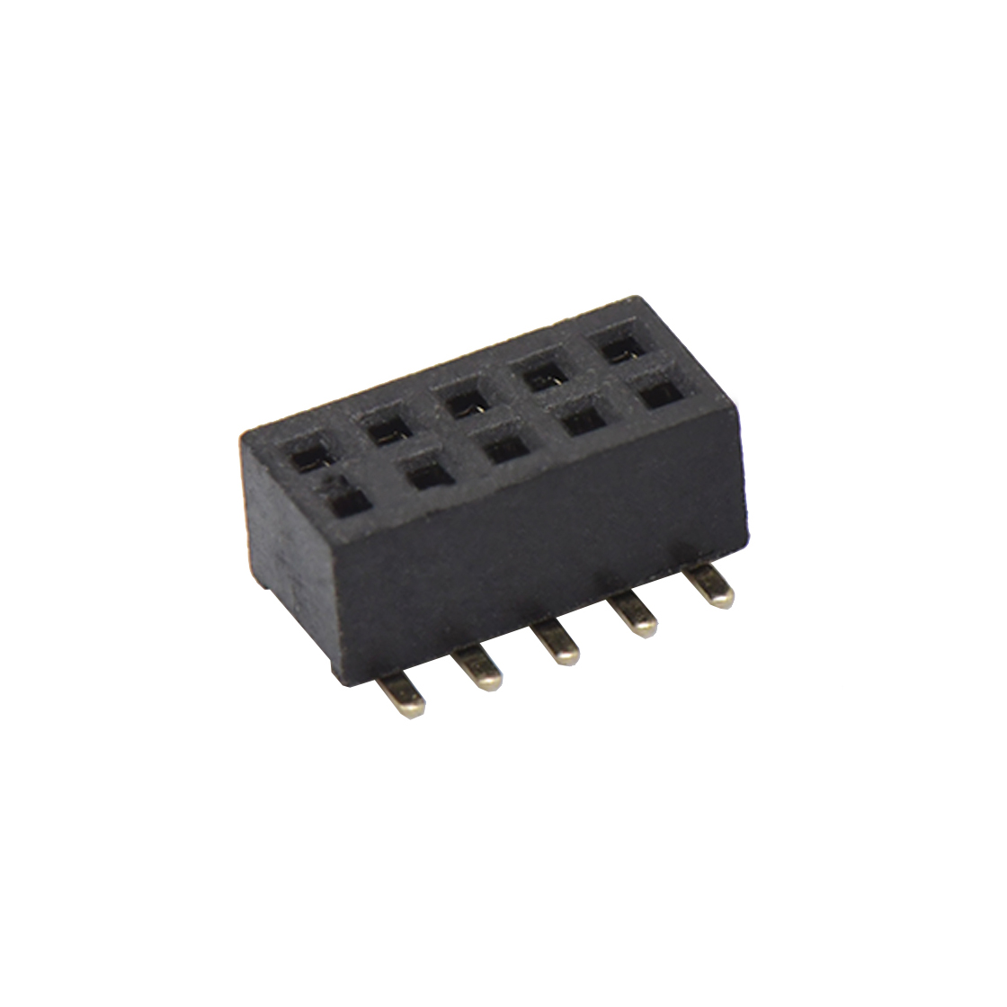 Pitch 1.00mm 180° 双排 SMT+CAP 排母 塑高2.1mm PC3.9 2X05Pin 黑色 镀全金G/F