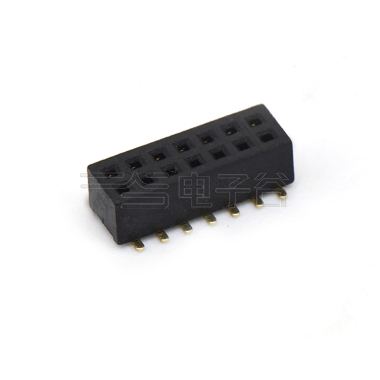 Pitch 1.00mm 180° 双排 SMT+CAP 排母 塑高2.1mm PC3.9 2X07Pin 黑色 镀全金G/F