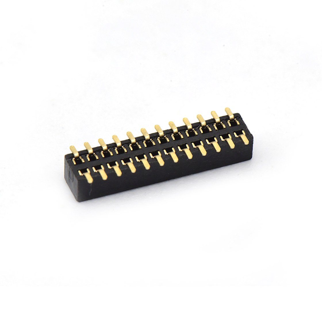 Pitch 1.00mm 180° 双排 SMT+CAP 排母 塑高2.1mm PC3.9 2X12Pin 黑色 镀全金G/F