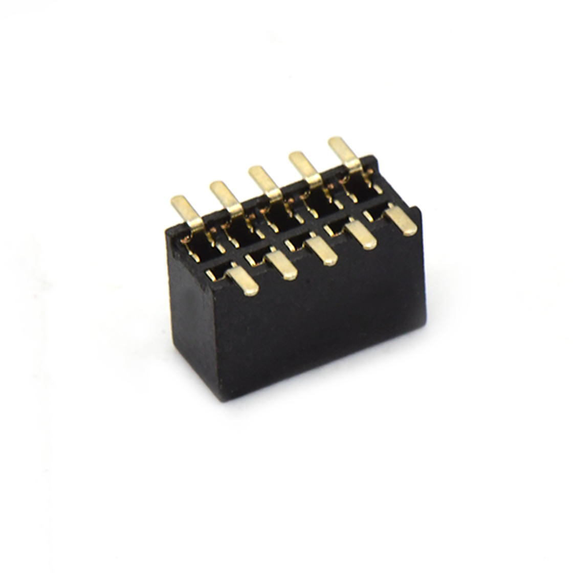 Pitch 1.27mm 180° 双排 SMT+CAP 排母H4.3 W3.0 PC4.8 2X05Pin 黑色 PA9T,94V-0 镀全金G/F