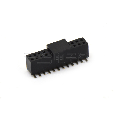 Pitch 1.27mm 180° 双排 SMT+CAP 排母H4.3 W3.0 PC4.8 2X12Pin 黑色 PA9T,94V-0 镀全金G/F