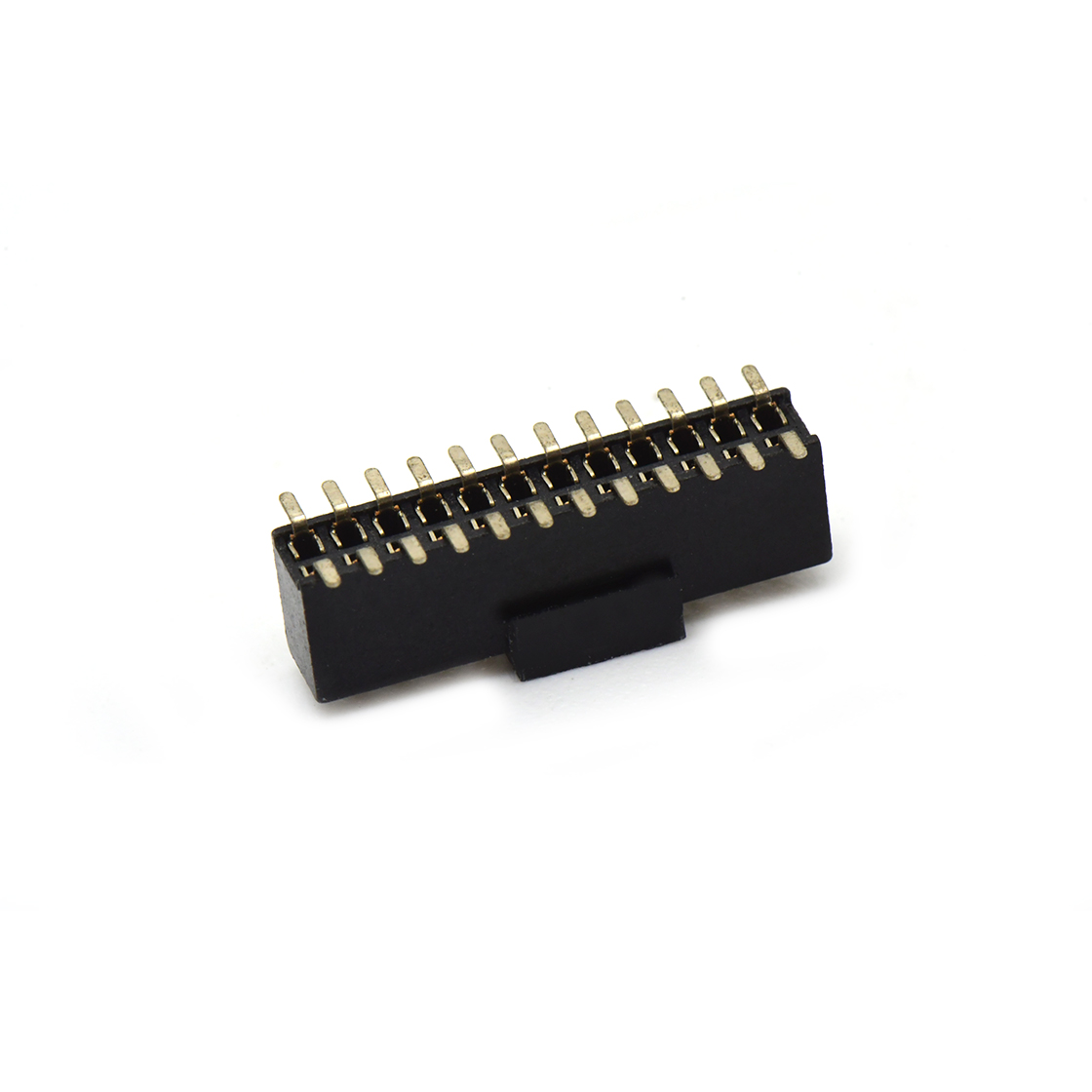 Pitch 1.27mm 180° 双排 SMT+CAP 排母H4.3 W3.0 PC4.8 2X12Pin 黑色 PA9T,94V-0 镀全金G/F