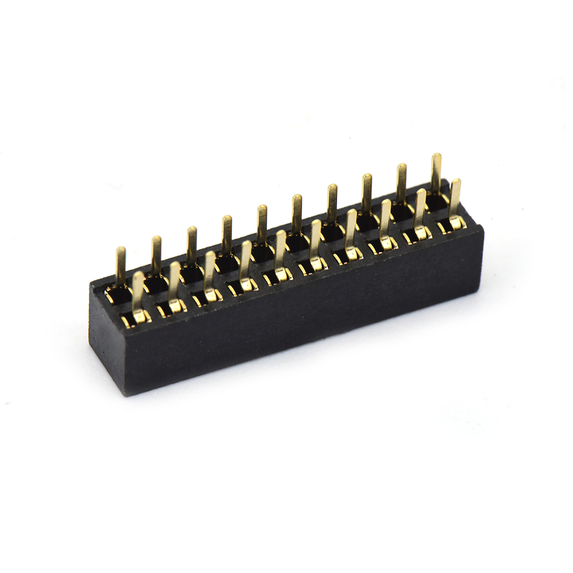 Pitch 2.00mm 180° 双排 DIP U型排母 H4.3 W4.5 PC2.8 2X10Pin 黑色 PA9T，94V-0 镀全金G/F