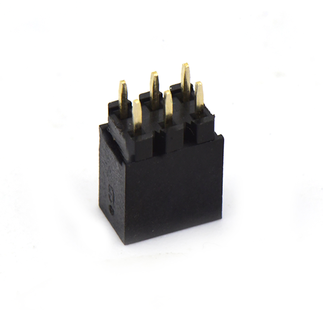 Pitch 2.00mm 180° 双排 DIP Y型 H6.35排母+H1.5排针塑胶 2X03Pin 黑色 PA9T,94V-0 镀全金G/F