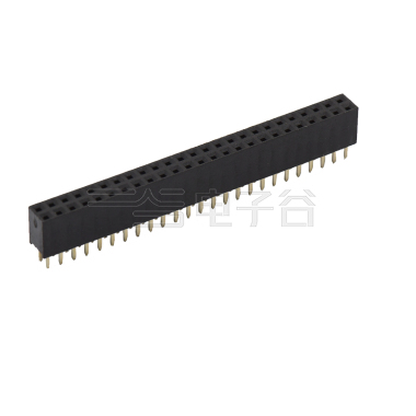 Pitch 2.00mm 180° 双排 DIP 型排母H6.35 W4.0 PC 2.8 2X25Pin 黑色 PA9T，94V-0 镀全金G/F