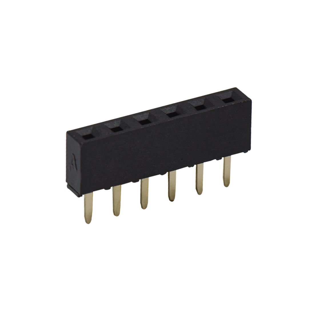 Pitch 2.54mm 180° 单排 DIP U型排母 H5.0W2.5PC:3.2 1X06Pin 黑色 PA6T，94V-0 镀全金G/F