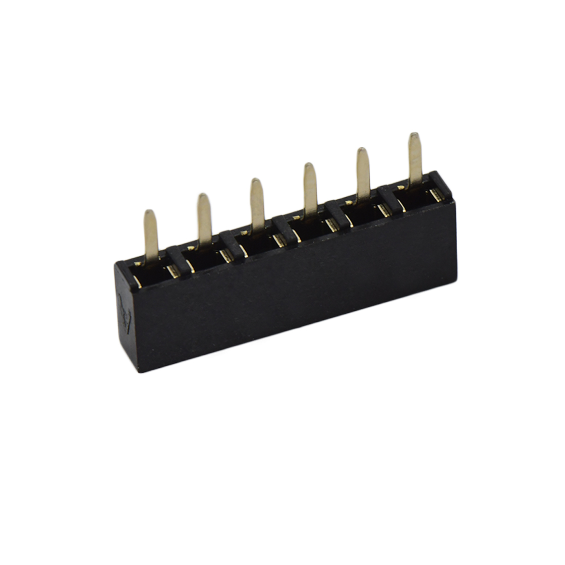 Pitch 2.54mm 180° 单排 DIP U型排母 H5.0W2.5PC:3.2 1X06Pin 黑色 PA6T，94V-0 镀全金G/F