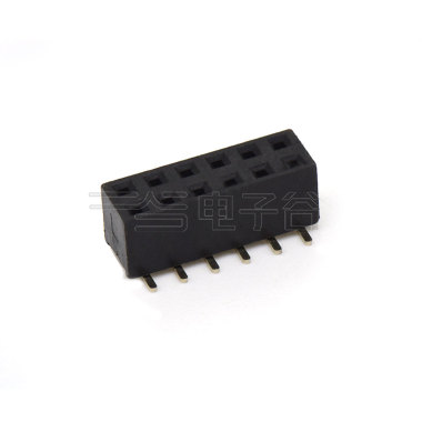Pitch 2.54mm 180° 双排 SMT Y型排母 H5.7 W5.0 PC:8.0 2X06Pin 黑色 PA6T，94V-0 镀全金G/F