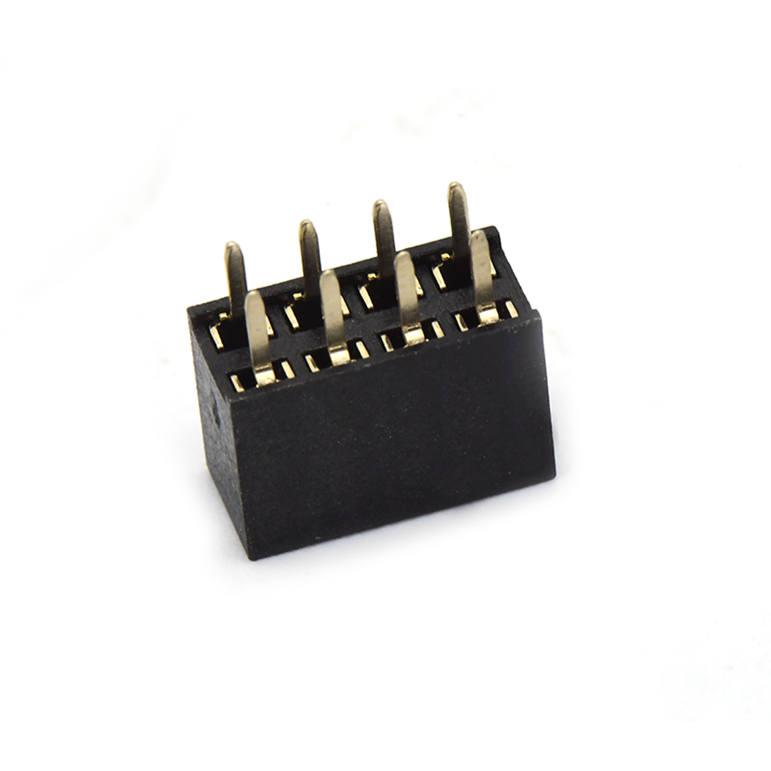 Pitch 2.54mm 180° 双排 DIP U型排母 H7.1 W5.0 PC:3.0 2X04Pin 黑色 PA9T，94V-0 镀全金G/F