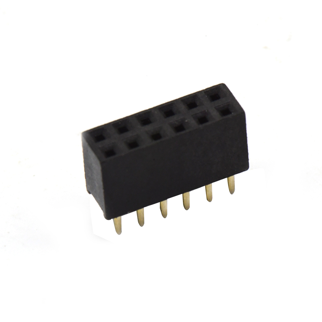 Pitch 2.54mm 180° 双排 DIP U型排母 H7.1 W5.0 PC:3.0 2X06Pin 黑色 PA9T，94V-0 镀全金G/F