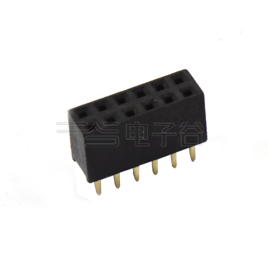Pitch 2.54mm 180° 双排 DIP U型排母 H7.1 W5.0 PC:3.0 2X06Pin 黑色 PA9T，94V-0 镀全金G/F