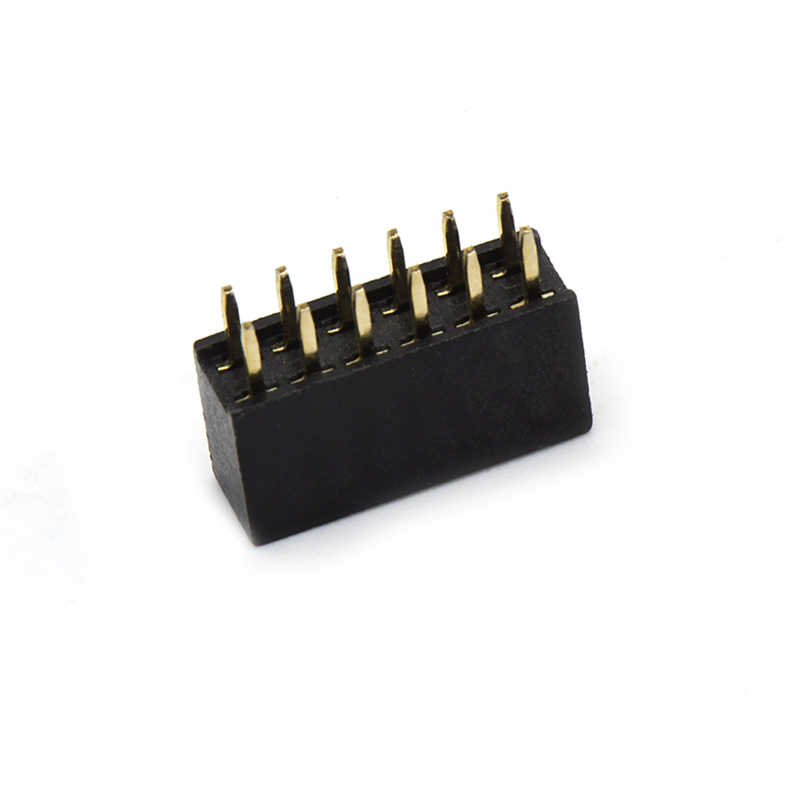 Pitch 2.54mm 180° 双排 DIP U型排母 H7.1 W5.0 PC:3.0 2X06Pin 黑色 PA9T，94V-0 镀全金G/F