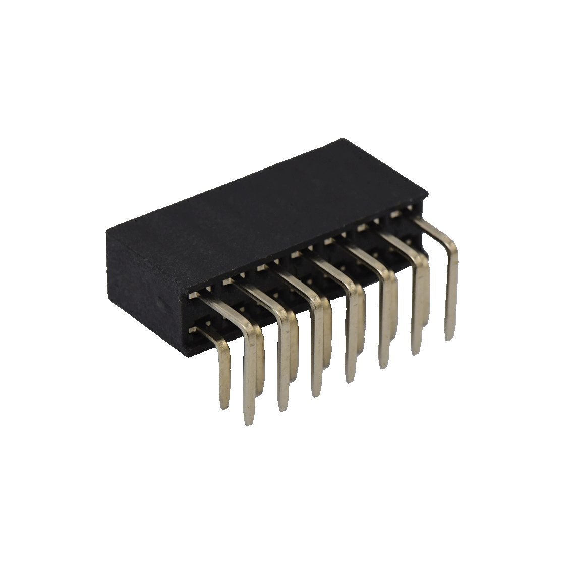 Pitch 2.54mm 90° 双排 DIP Y型排母 H8.5W5.0 PC:3.2 2X07Pin 黑色 PA6T，94V-0 镀全金G/F