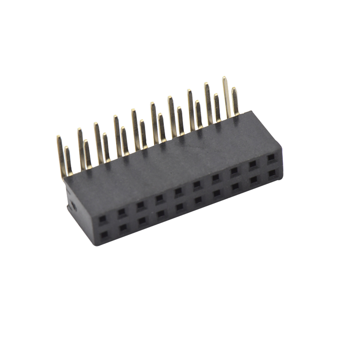 Pitch 2.54mm 90°  双排 DIP Y型排母 H8.5 W5.0 PC:3.2 2X10Pin 黑色 PA6T，94V-0 镀全金G/F