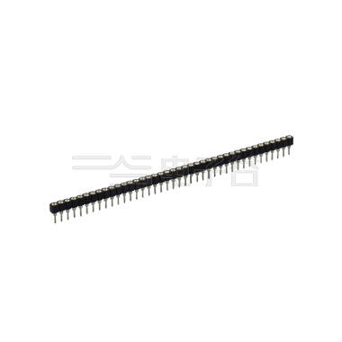 Pitch 2.54mm 180° 单排 DIP型 圆孔排母 40Pin 黑色 PPS，UL94V-0 镀半金G/F（内金外锡）