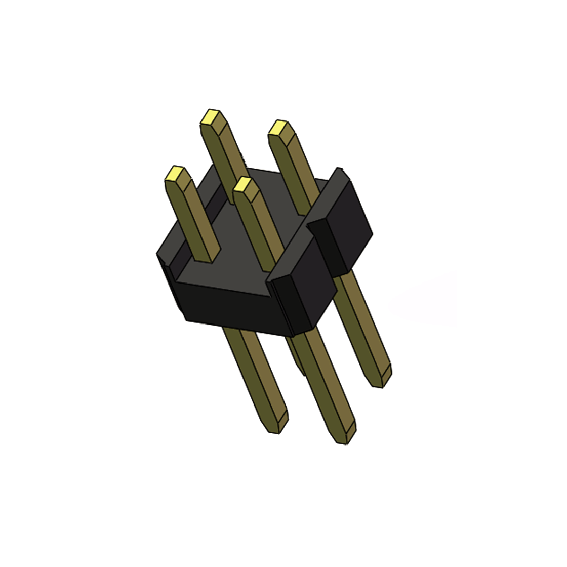 Pitch 2.00mm 180°双排 单塑 排针 L=8.8MM 2X02Pin 黑色 镀全金G/F HF
