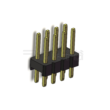 Pitch 2.00mm 180°双排 单塑 排针 L=8.8MM 2X04Pin 黑色 镀全金G/F HF