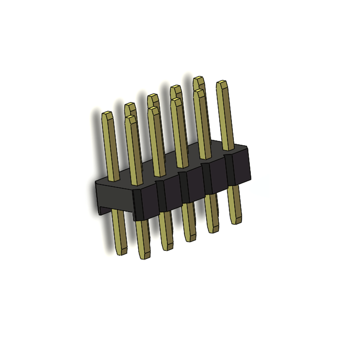 Pitch 2.00mm 180°双排 单塑 排针 L=8.8MM 2X05Pin 黑色 镀全金G/F HF