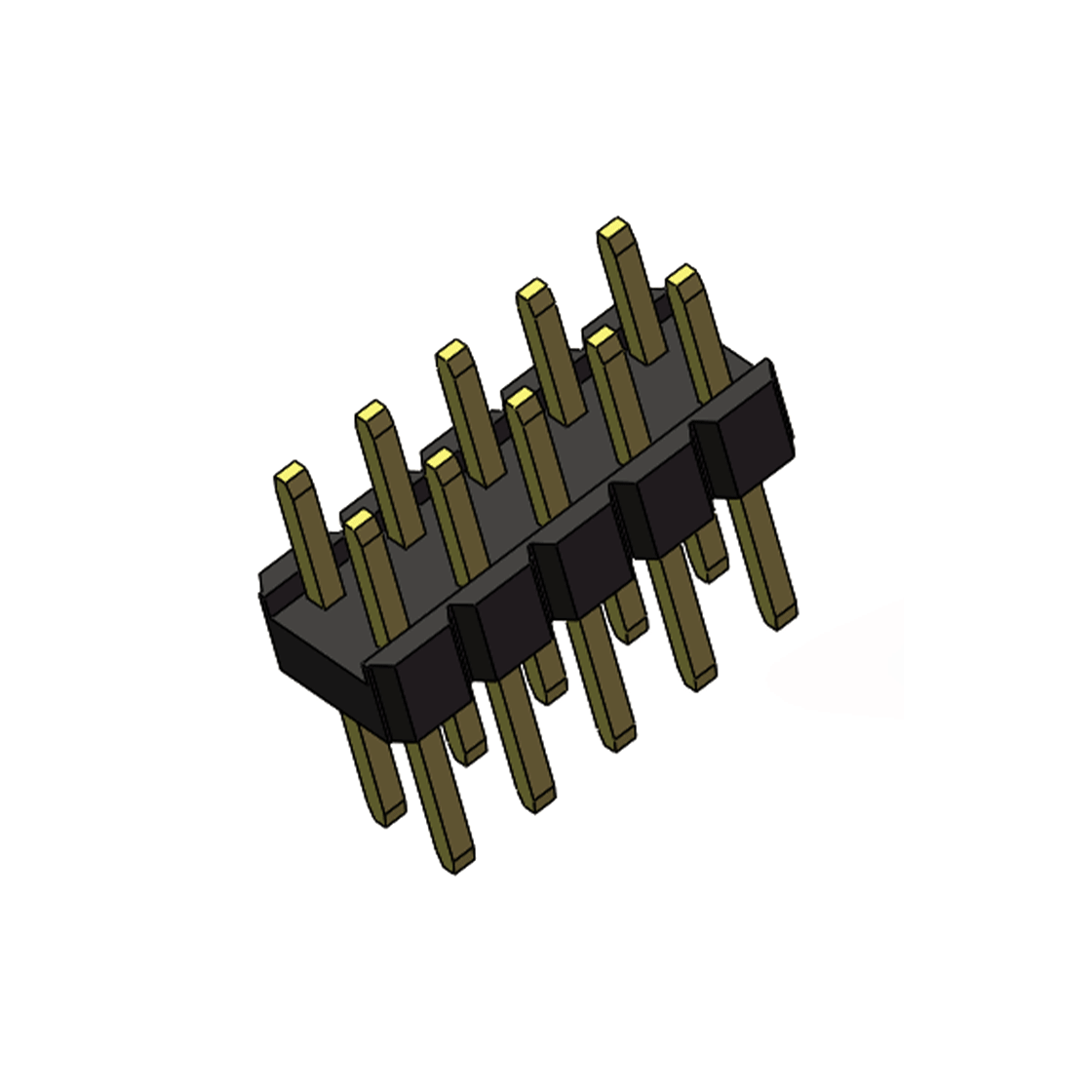 Pitch 2.00mm 180°双排 单塑 排针 L=8.8MM 2X05Pin 黑色 镀全金G/F HF
