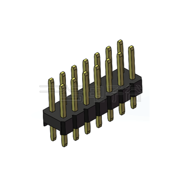 Pitch 2.00mm 180°双排 单塑 排针 L=8.8MM 2X07Pin 黑色 镀全金G/F HF