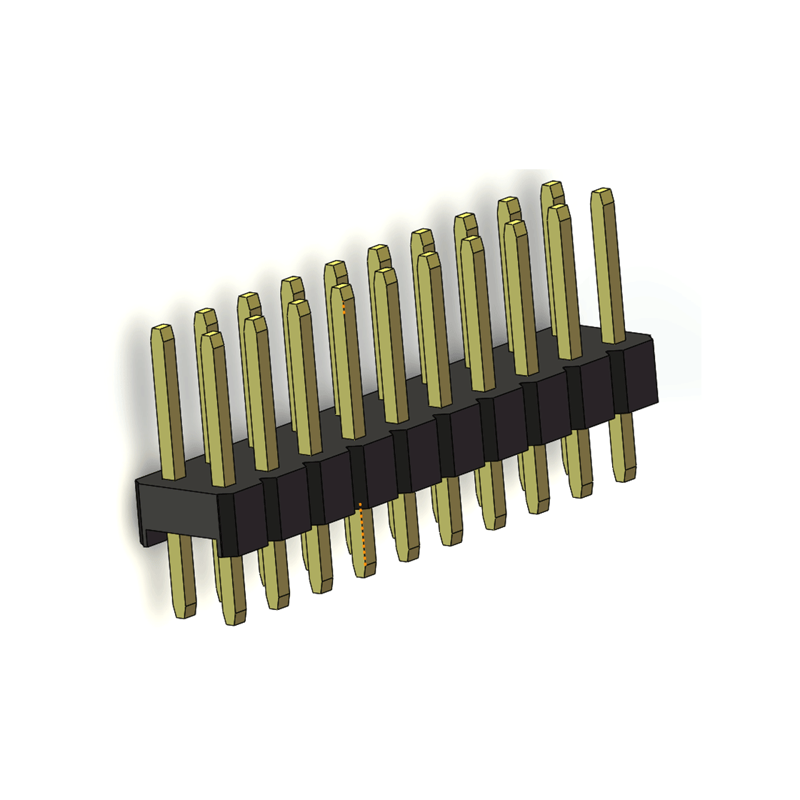Pitch 2.00mm 180°双排 单塑 排针 L=8.8MM 2X10Pin 黑色 镀全金G/F HF