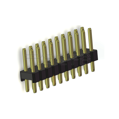 Pitch 2.00mm 180°双排 单塑 排针 L=8.8MM 2X10Pin 黑色 镀全金G/F HF
