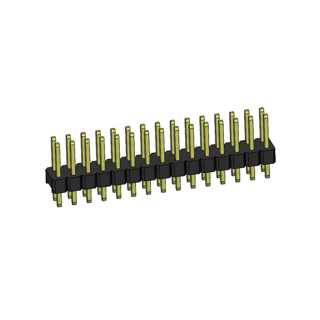 Pitch 2.00mm 180°双排 单塑 排针 L=8.8MM 2X15Pin 黑色 镀全金G/F HF