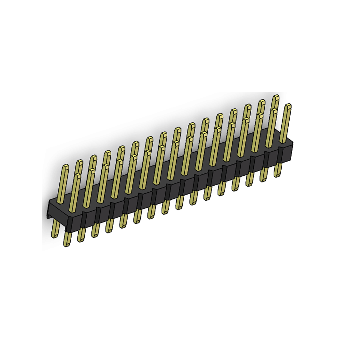 Pitch 2.00mm 180°双排 单塑 排针 L=8.8MM 2X16Pin 黑色 镀全金G/F HF