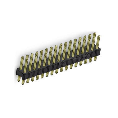 Pitch 2.00mm 180°双排 单塑 排针 L=8.8MM 2X16Pin 黑色 镀全金G/F HF