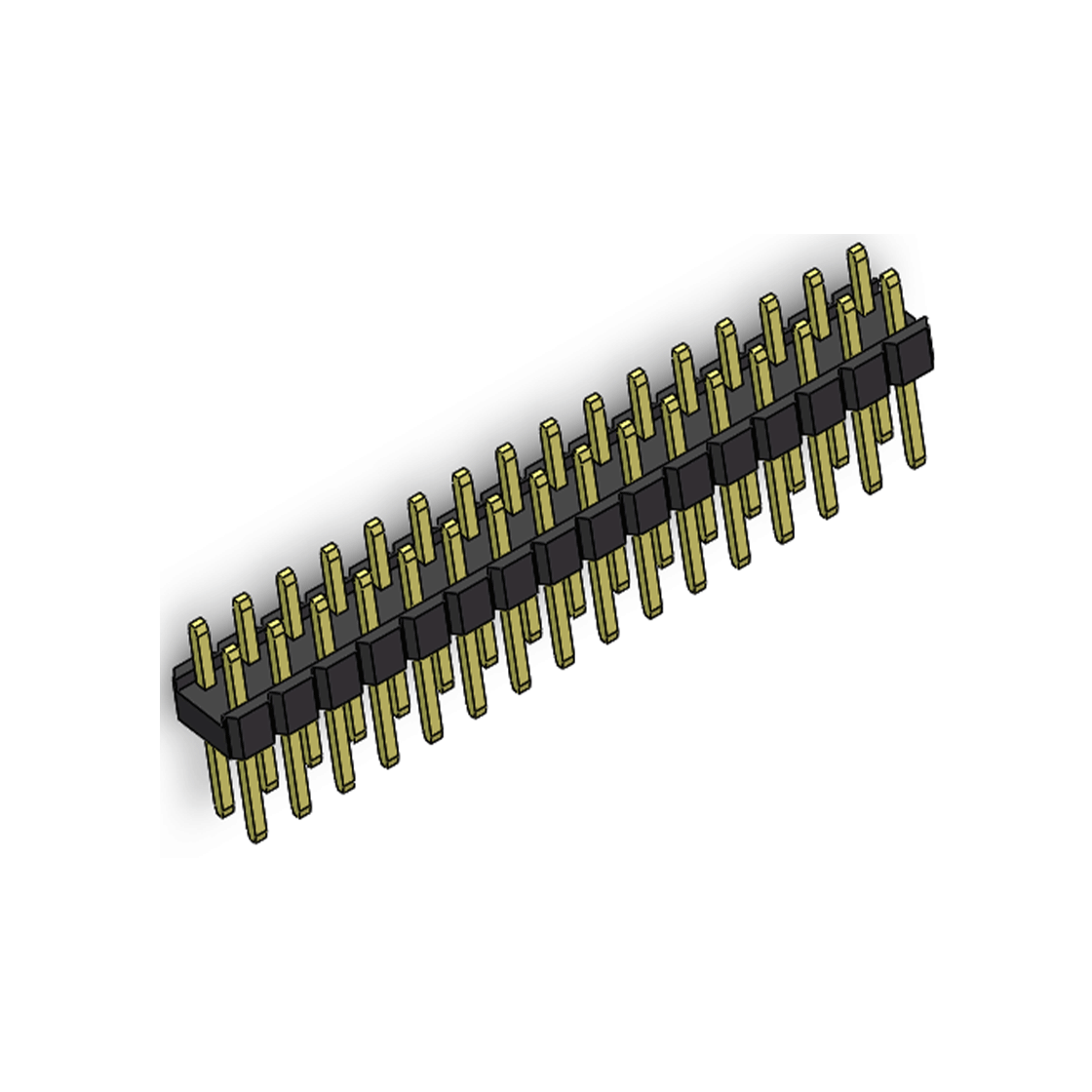 Pitch 2.00mm 180°双排 单塑 排针 L=8.8MM 2X16Pin 黑色 镀全金G/F HF
