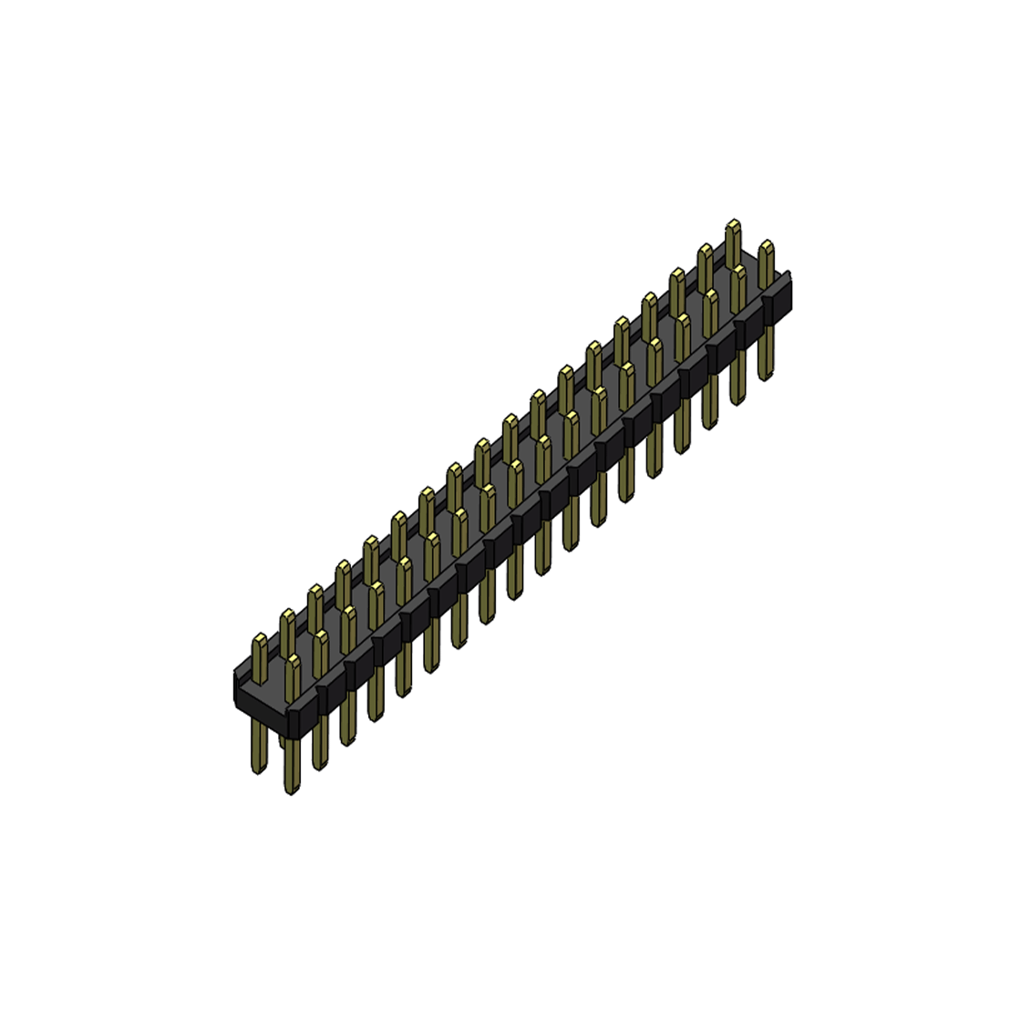 Pitch 2.00mm 180°双排 单塑 排针 L=8.8MM 2X18Pin 黑色 镀全金G/F HF
